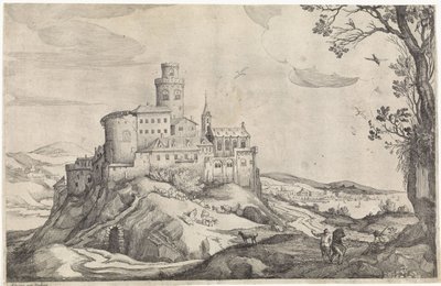 Paesaggio con castello su una montagna da Adriaen van Stalbemt